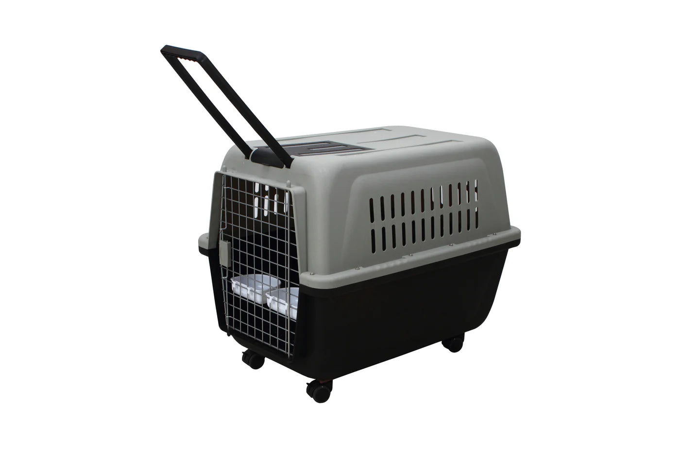 YES4PETS LARGE PLASTIC KENNELS PET CARRIER DOG CAT CAGE CRATE WITH HANDLE AND WHEEL BLACK