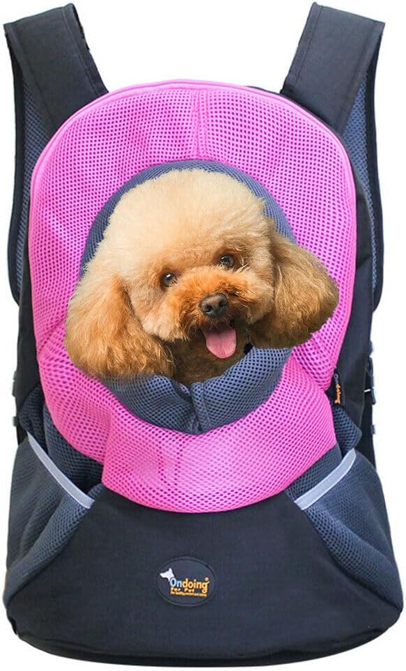 Ondoing Pet Carrier Backpack Adjustable Dog Puppy Cat Front Carrier Head Out