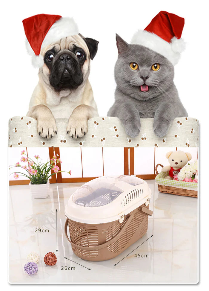 YES4PETS SMALL DOG CAT CRATE PET RABBIT GUINEA PIG FERRET CARRIER CAGE WITH MAT-BROWN