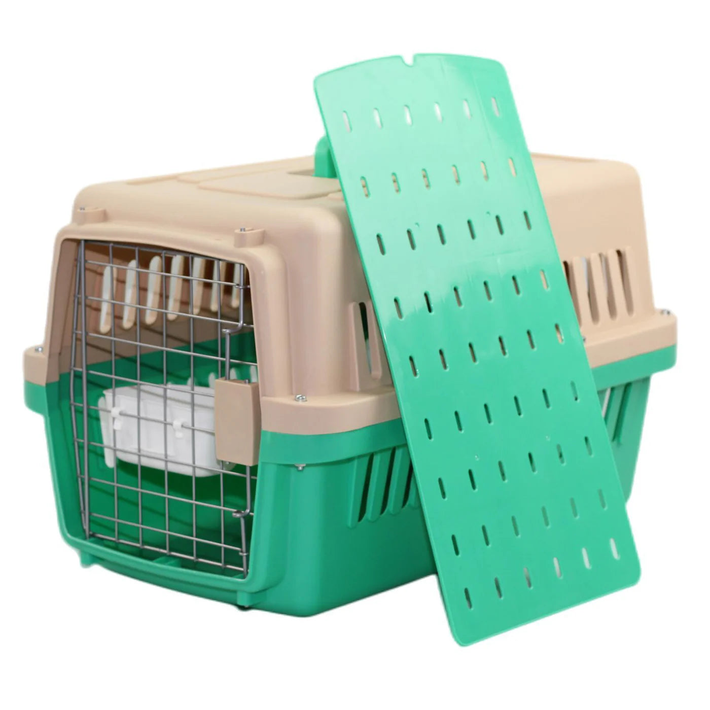 YES4PETS SMALL DOG CAT CRATE PET AIRLINE CARRIER CAGE WITH BOWL AND TRAY-GREEN