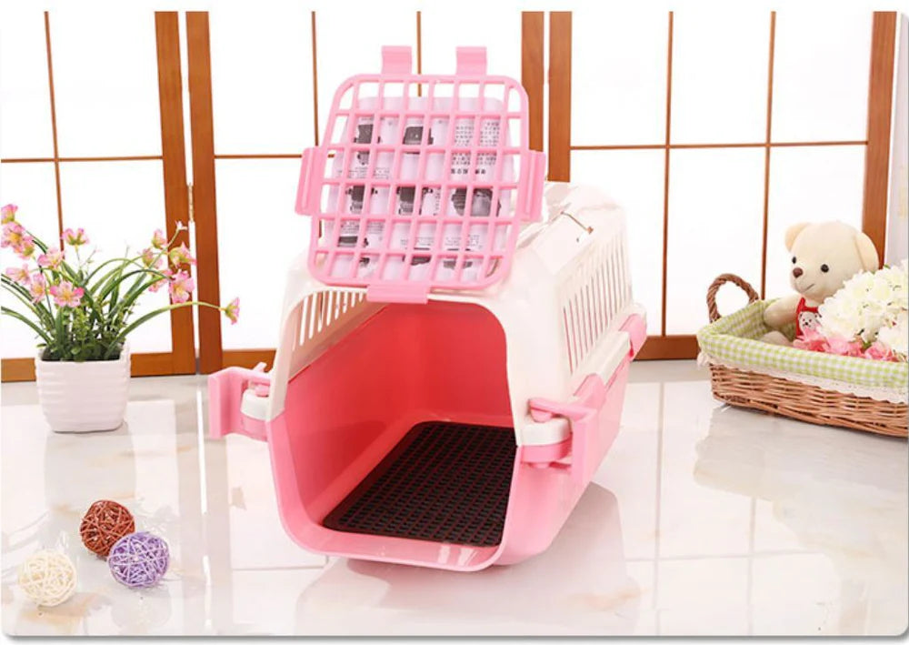 YES4PETS SMALL DOG CAT CRATE PET CARRIER RABBIT GUINEA PIG CAGE WITH TRAY-PINK