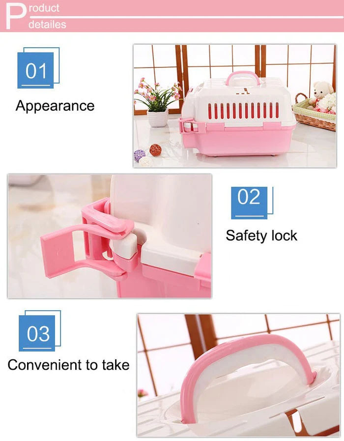 YES4PETS SMALL DOG CAT CRATE PET CARRIER RABBIT GUINEA PIG CAGE WITH TRAY-PINK