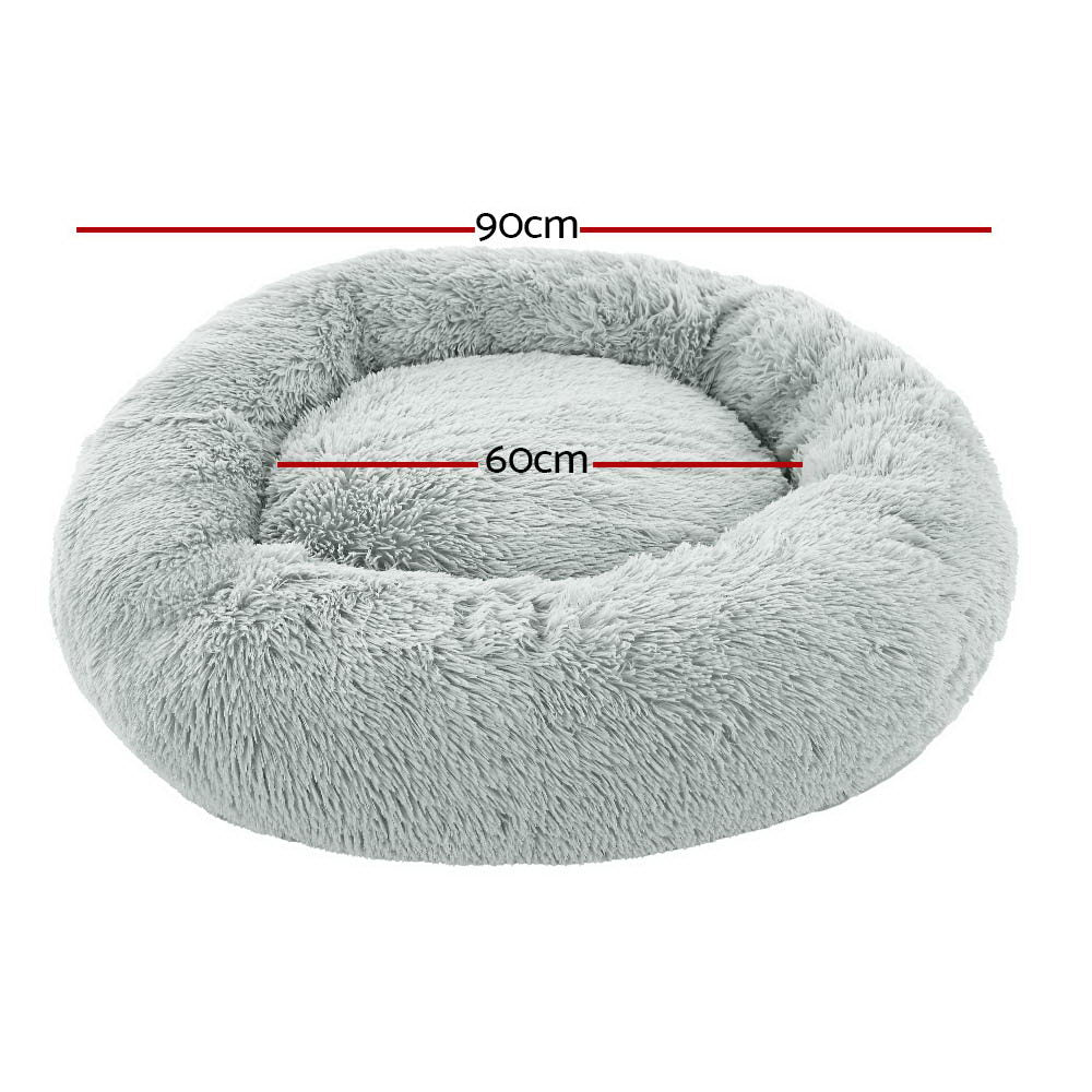 i.Pet Pet Bed Dog Cat 90cm Large Calming Soft Plush White Brown Supplier SKU: PET-BED-D90-WHBR