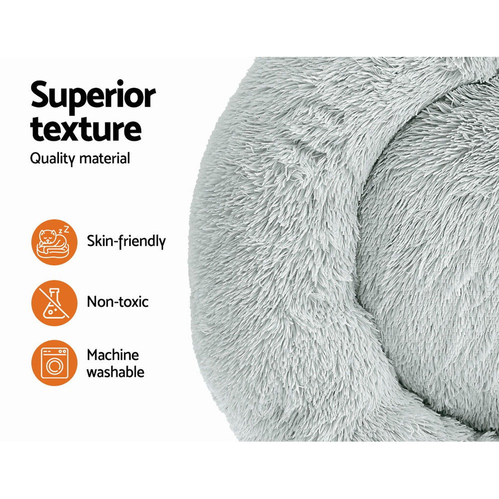 i.Pet Pet Bed Dog Cat 90cm Large Calming Soft Plush White Brown Supplier SKU: PET-BED-D90-WHBR