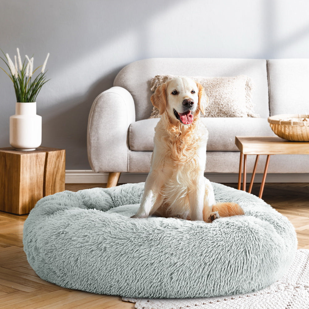 i.Pet Pet Bed Dog Cat 90cm Large Calming Soft Plush White Brown Supplier SKU: PET-BED-D90-WHBR