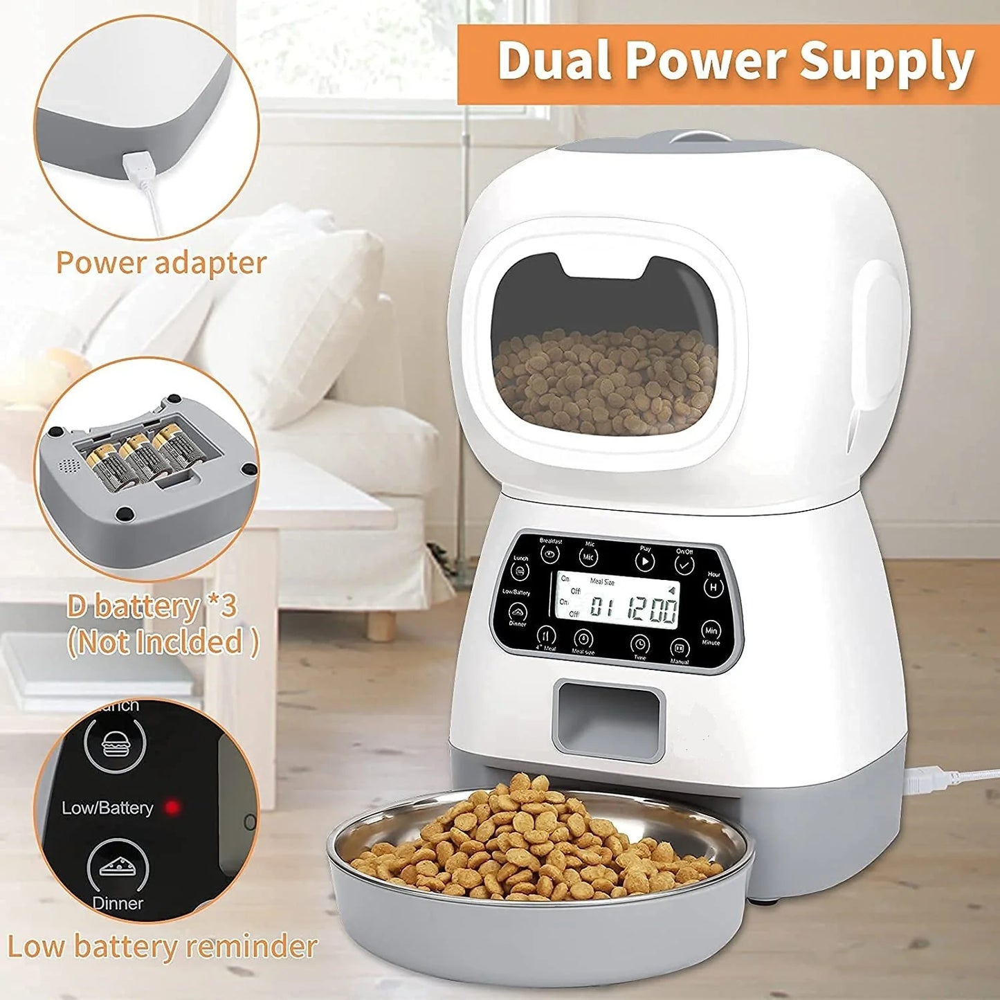 YES4PETS 3.5L Visible Automatic Digital Pet Dog Cat Feeder Food Bowl Dispenser $140.00 AUD