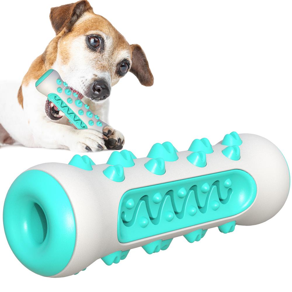 Green Dog Squeaky Toys For Aggressive Chewers, Tough Toothbrush Dog Chew Toy, Nearly Indestructible Rubber Toys For Pet Training, Teeth Cleaning, Playing And Chewing For Medium & Large Breeds