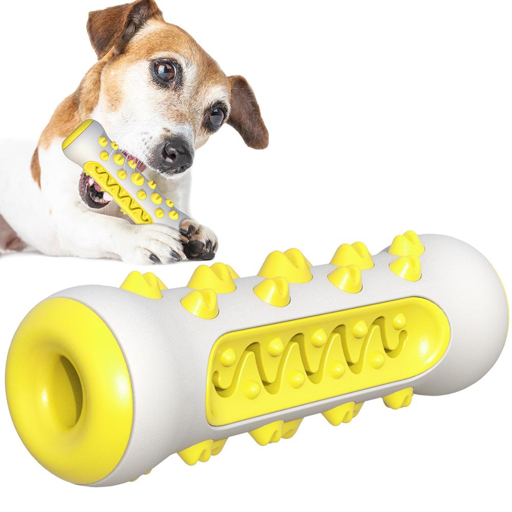 Green Dog Squeaky Toys For Aggressive Chewers, Tough Toothbrush Dog Chew Toy, Nearly Indestructible Rubber Toys For Pet Training, Teeth Cleaning, Playing And Chewing For Medium & Large Breeds