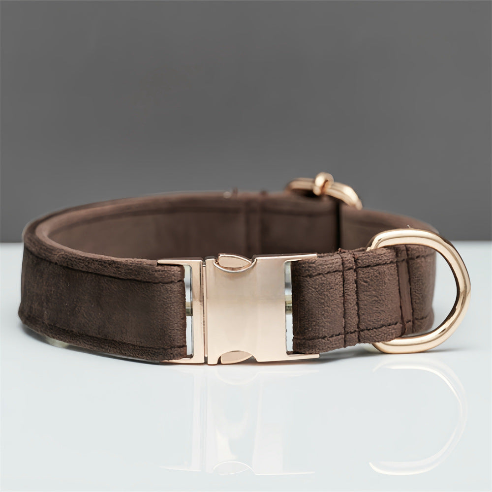 Dark Brown Durable Dog Collar with Metal Buckle - Adjustable Nylon Pet Collar for Small to Large Dogs