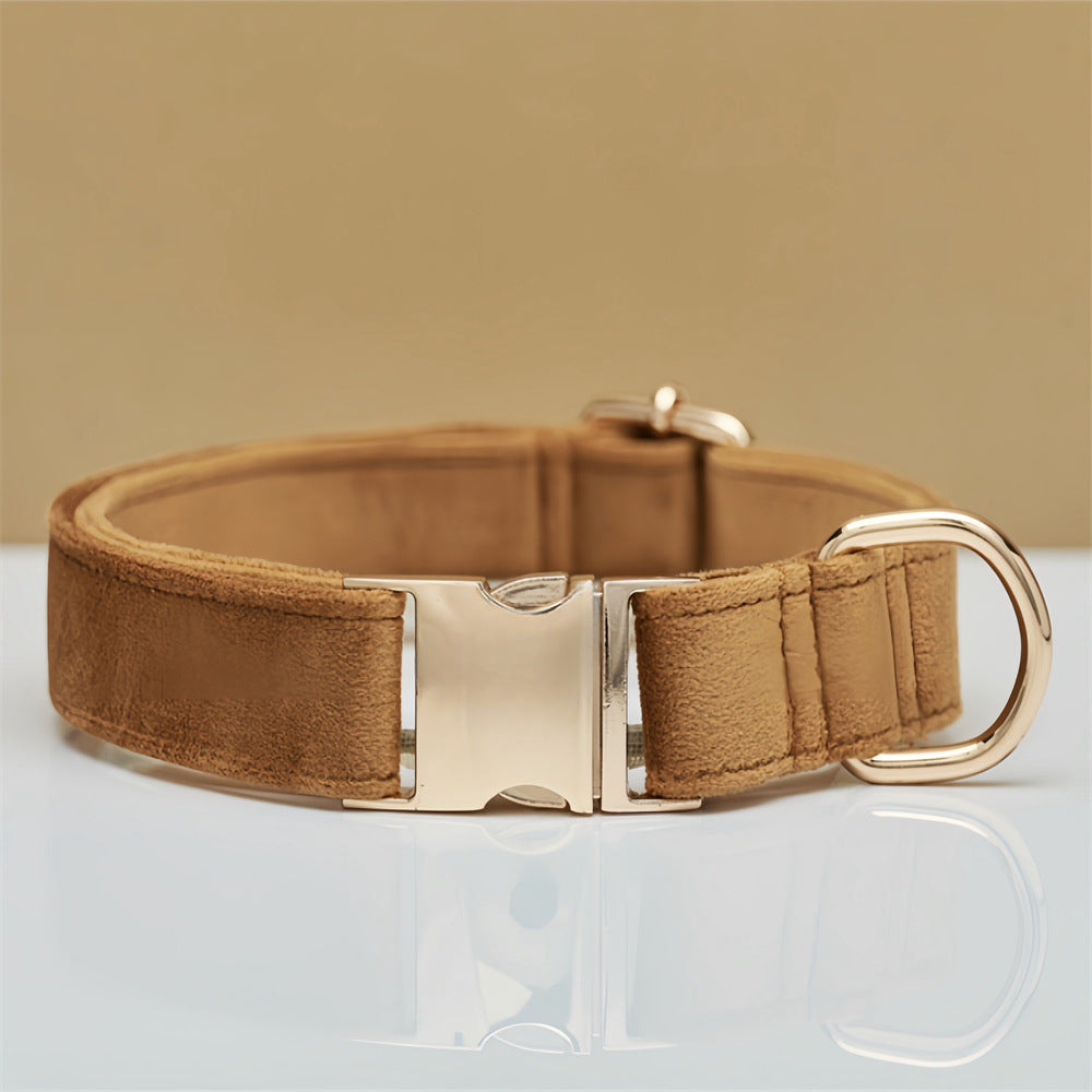 Light Brown Durable Dog Collar with Metal Buckle - Adjustable Nylon Pet Collar for Small to Large Dogs