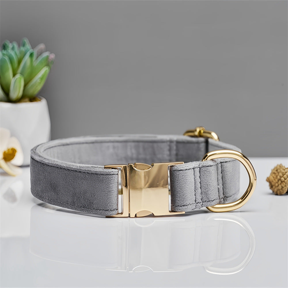 Grey Durable Dog Collar with Metal Buckle - Adjustable Nylon Pet Collar for Small to Large Dogs
