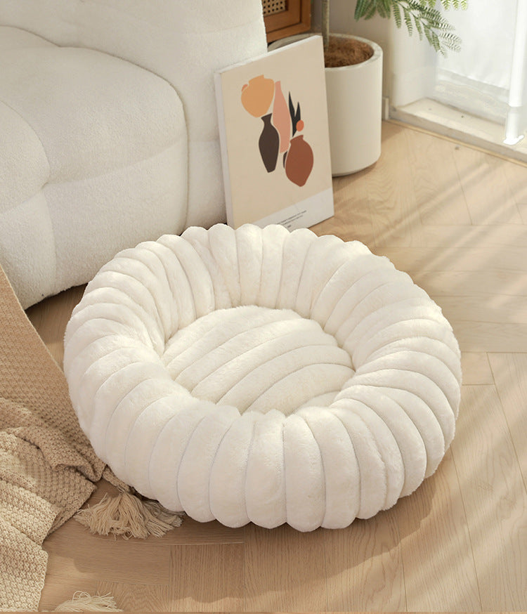 Plush Pet Bed - 40cm Round Dog & Cat Mat, Cozy PP Cotton Filled, Comfortable Pet Supplies