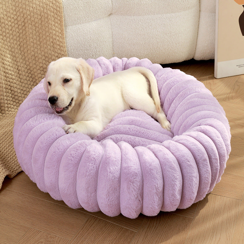 Plush Pet Bed - 40cm Round Dog & Cat Mat, Cozy PP Cotton Filled, Comfortable Pet Supplies