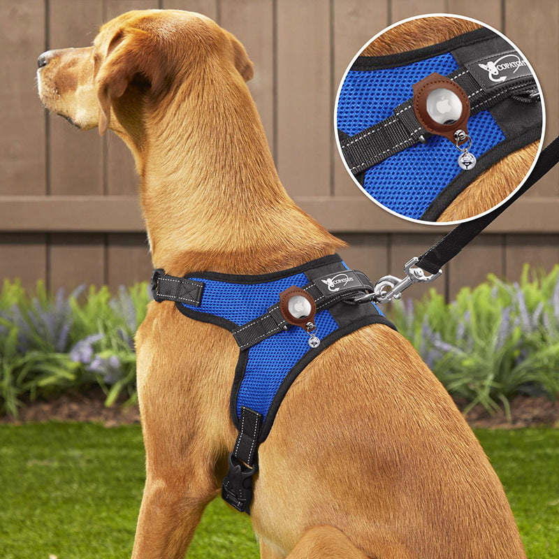 Pink Secure Nylon Dog Collar with Built-in Apple AirTag (not included) Holder Case - Pet Tracker Accessory