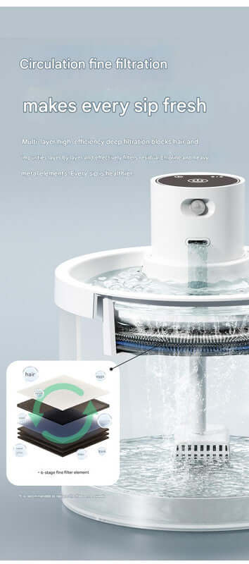 Black Wireless Automatic Pet Water Fountain - 2.2L Motion Sensor Dispenser