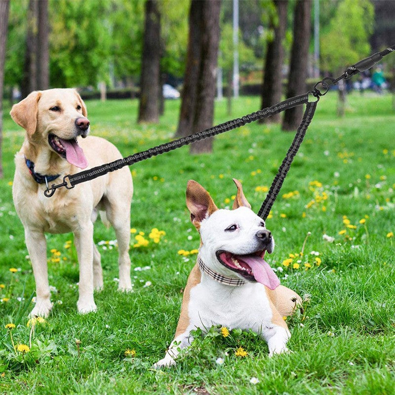 Pink Pet Double-Ended Rope + 1.5M Leash - Easy to walk two dogs, tangle-free design