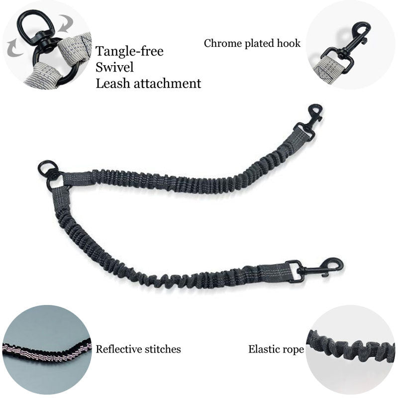 Pink Pet Double-Ended Rope + 1.5M Leash - Easy to walk two dogs, tangle-free design