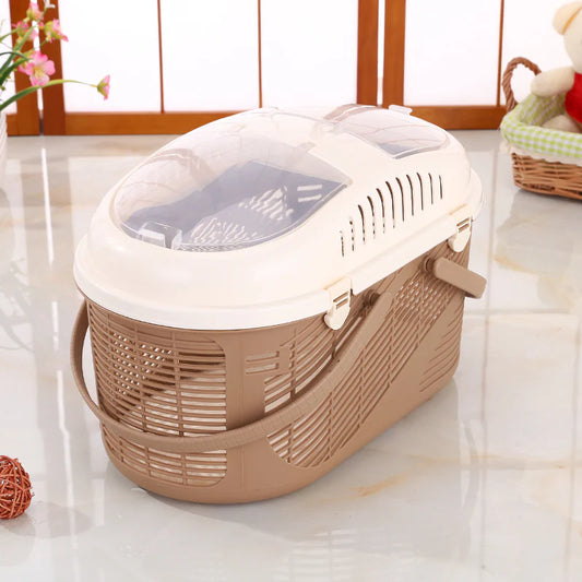 YES4PETS SMALL DOG CAT CRATE PET RABBIT GUINEA PIG FERRET CARRIER CAGE WITH MAT-BROWN