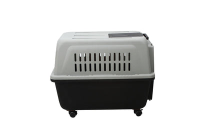 YES4PETS LARGE PLASTIC KENNELS PET CARRIER DOG CAT CAGE CRATE WITH HANDLE AND WHEEL BLACK