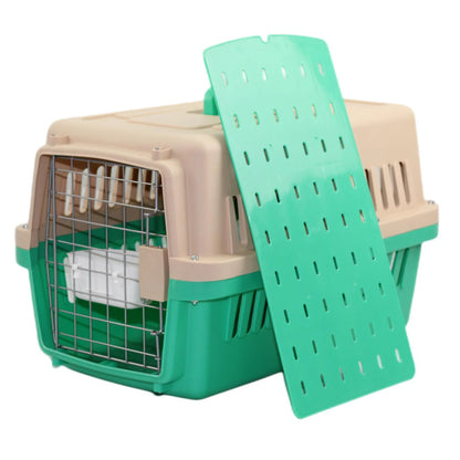 YES4PETS SMALL DOG CAT CRATE PET AIRLINE CARRIER CAGE WITH BOWL AND TRAY-GREEN