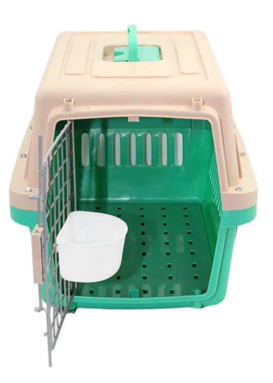YES4PETS SMALL DOG CAT CRATE PET AIRLINE CARRIER CAGE WITH BOWL AND TRAY-GREEN