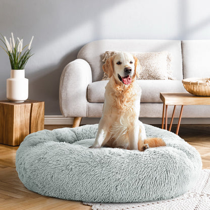 i.Pet Pet Bed Dog Cat 90cm Large Calming Soft Plush White Brown Supplier SKU: PET-BED-D90-WHBR