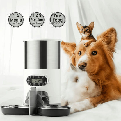 YES4PETS 4.5L Dual Power Supply Automatic Digital Pet Dog Cat Double Feeder Food Stainless Steel Bowls Dispenser $160.00 AUD