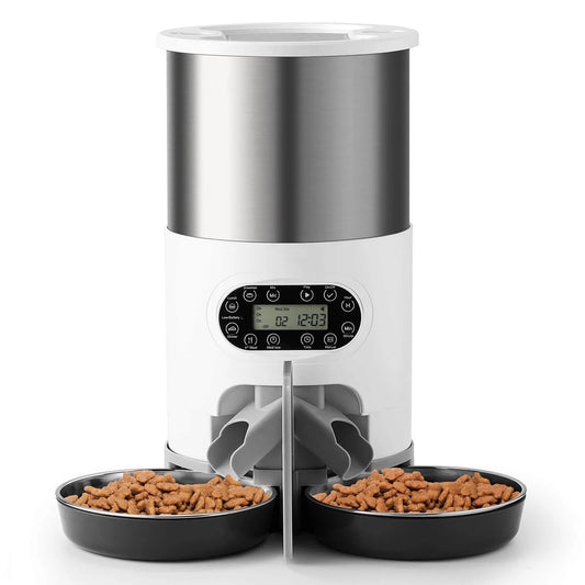 YES4PETS 4.5L Dual Power Supply Automatic Digital Pet Dog Cat Double Feeder Food Stainless Steel Bowls Dispenser $160.00 AUD