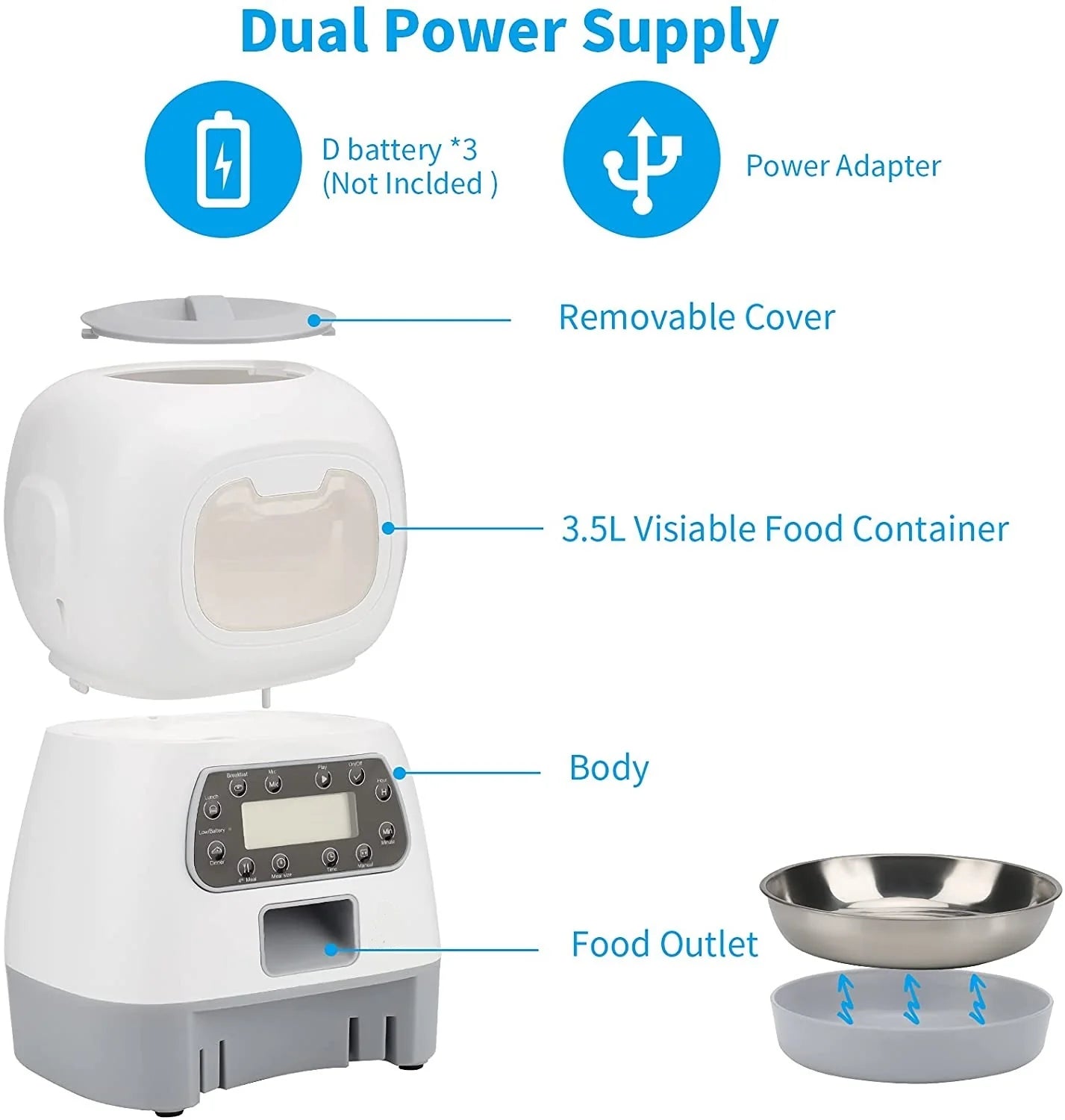 YES4PETS 3.5L Visible Automatic Digital Pet Dog Cat Feeder Food Bowl Dispenser $140.00 AUD