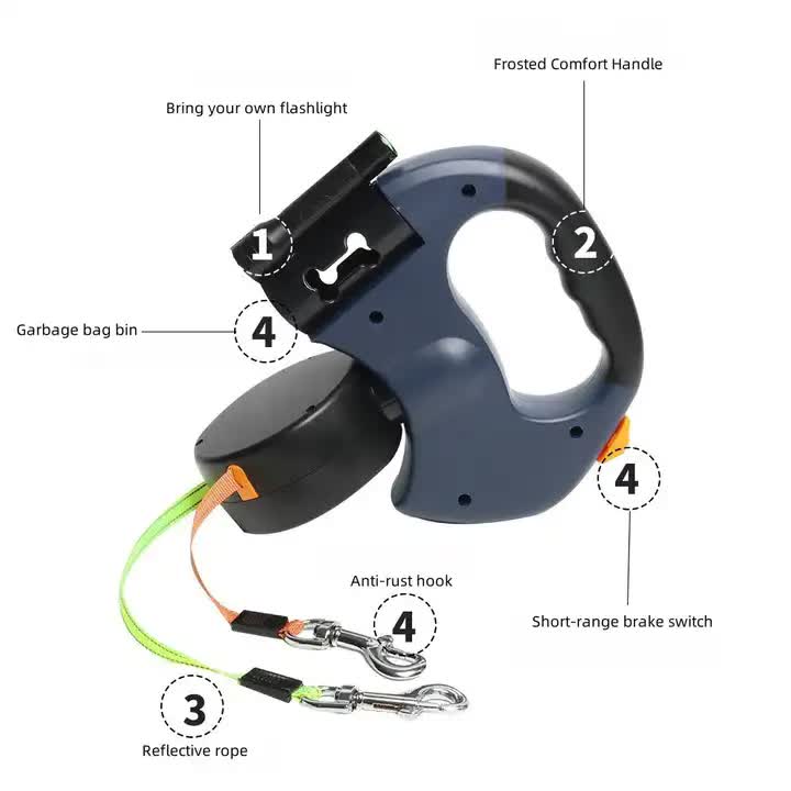 Dual Retractable Dog Leash - 2-in-1 Automatic Leash for Walking Two Dogs