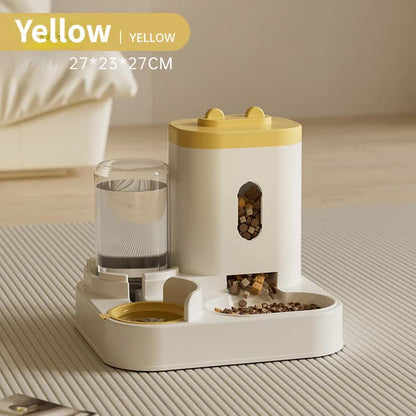 Grey Automatic Pet Feeder and Water Dispenser - Smart Dog Bowl & Cat Feeder, Universal Pet Feeding Station, Electric Pet Water Fountain