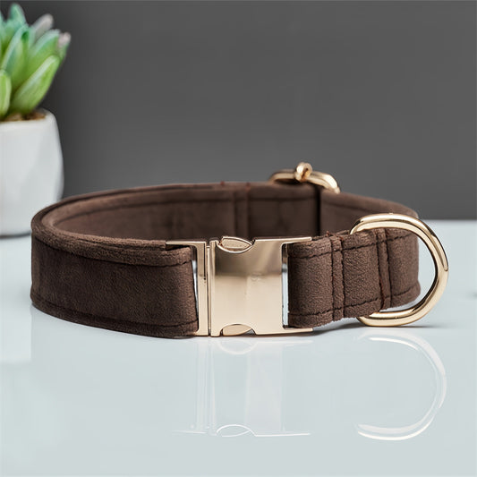 Dark Brown Durable Dog Collar with Metal Buckle - Adjustable Nylon Pet Collar for Small to Large Dogs