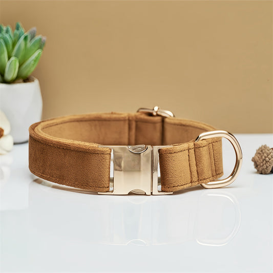 Light Brown Durable Dog Collar with Metal Buckle - Adjustable Nylon Pet Collar for Small to Large Dogs