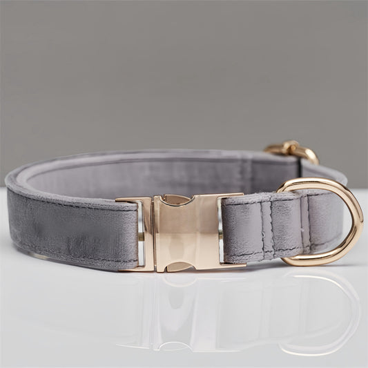 Grey Durable Dog Collar with Metal Buckle - Adjustable Nylon Pet Collar for Small to Large Dogs