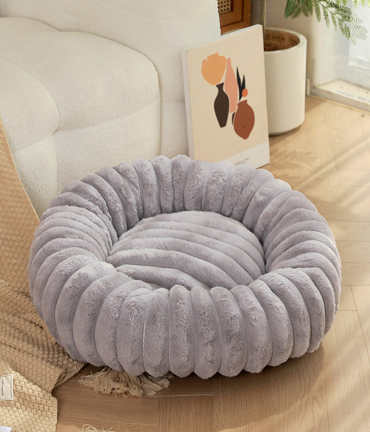 Plush Pet Bed - 40cm Round Dog & Cat Mat, Cozy PP Cotton Filled, Comfortable Pet Supplies