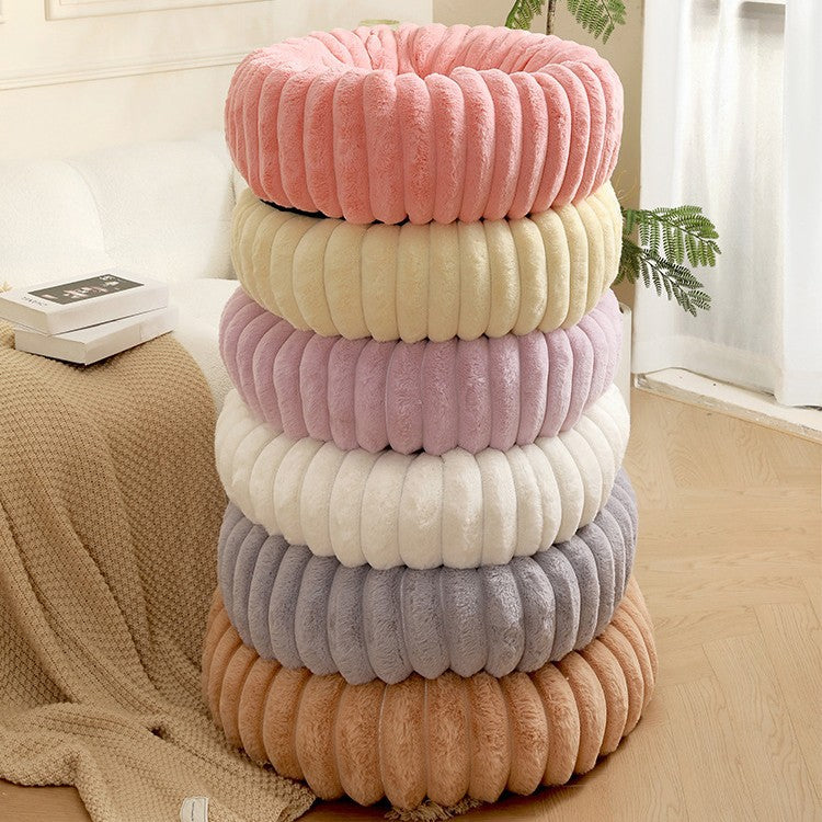 Plush Pet Bed - 40cm Round Dog & Cat Mat, Cozy PP Cotton Filled, Comfortable Pet Supplies