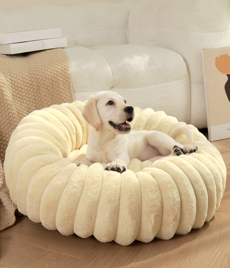 Plush Pet Bed - 40cm Round Dog & Cat Mat, Cozy PP Cotton Filled, Comfortable Pet Supplies