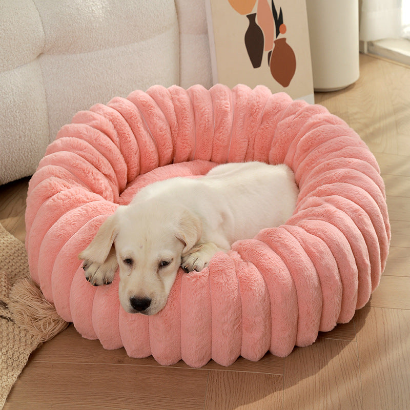 Plush Pet Bed - 40cm Round Dog & Cat Mat, Cozy PP Cotton Filled, Comfortable Pet Supplies