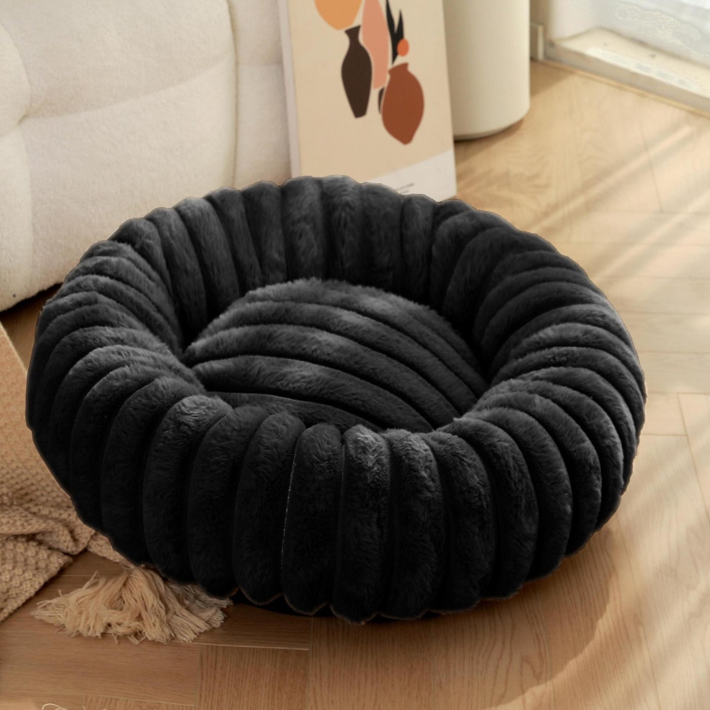 Plush Pet Bed - 40cm Round Dog & Cat Mat, Cozy PP Cotton Filled, Comfortable Pet Supplies