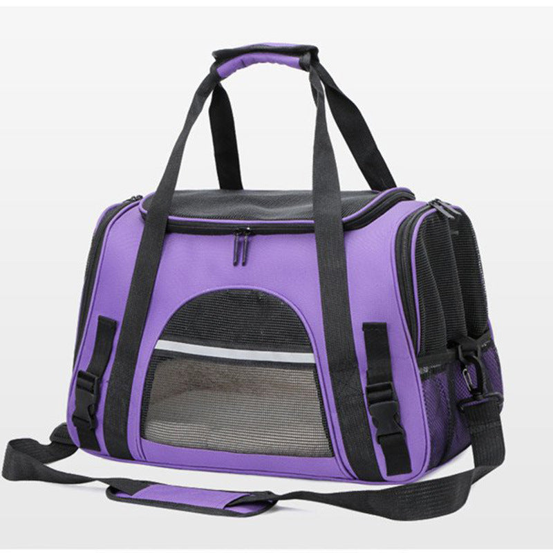 Portable Pet Bag for Small Dogs and Cats - Black Travel Tote with Pet Mat (44x25x28cm)