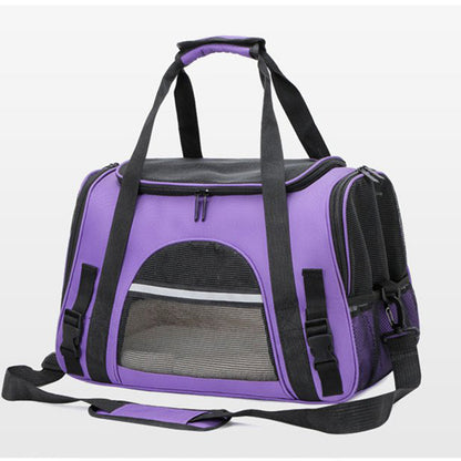 Portable Pet Bag for Small Dogs and Cats - Black Travel Tote with Pet Mat (44x25x28cm)