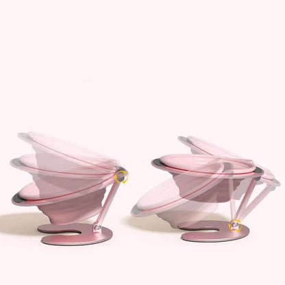 Foldable Elevated Pet Bowl Set - Tilted Ergonomic Cat Feeder with Aluminum Stand & Silicone Bowl