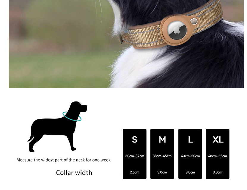 Red Secure Nylon Dog Collar with Built-in Apple AirTag (not included) Holder Case - Pet Tracker Accessory